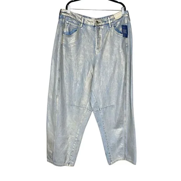 Universal Thread NWT high rise curved leg jeans with shiny silver sheen size 17 - Picture 8 of 13